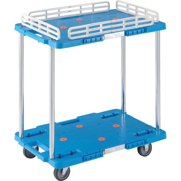 【メーカー在庫あり】 MPB602KB トラスコ中山(株) TRUSCO 樹脂製台車 ルートバン 2段式 こぼれ止め1段付 400X600 青 MPB-602K-B HD店