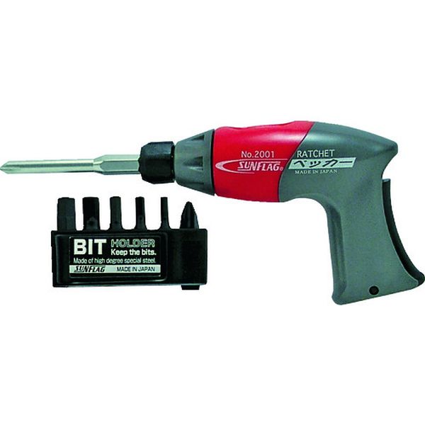 【メーカー在庫あり】 (株)新亀製作所 サンフラッグ ペッカーラチェットドライバービット付 NO2002 HD店