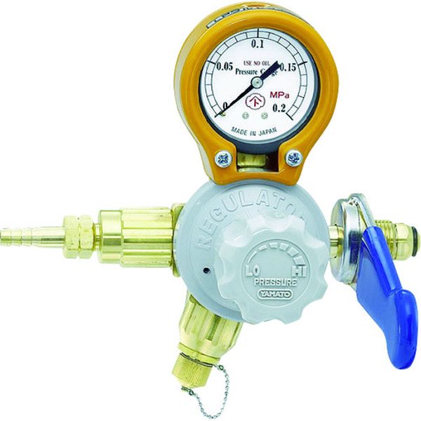 ・プロパン容器への取り付けはスパナ式を採用しています。・乾式安全器内蔵型です。・溶断用。・入口接続：W22.5-14山(左)・出口接続：φ9ホース口・標準流量：2Nm3/h・1次側使用圧力：0.5〜1.56MPa・2次側使用圧力：0.01〜...