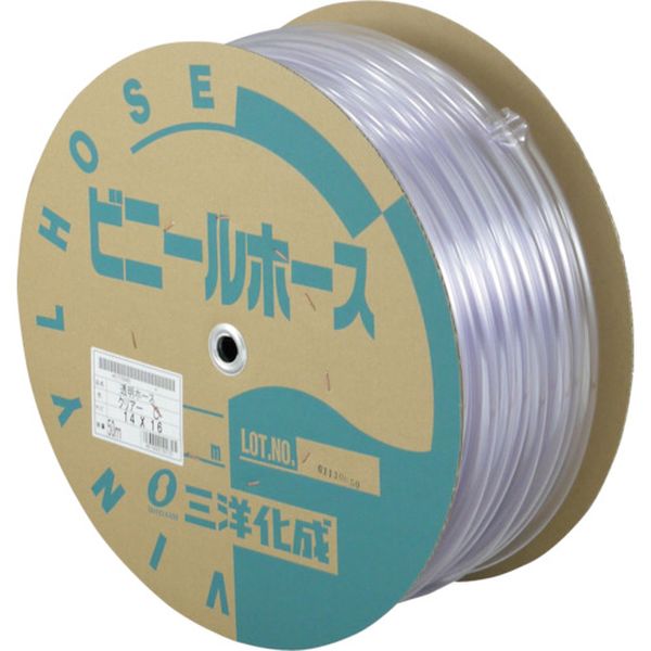 【メーカー在庫あり】 TM1416D50T (株)三洋化成 サンヨー 透明ホース14×16 50mドラム巻 TM-1416D50T HD店