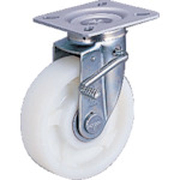 【メーカー在庫あり】 トラスコ中山(株) TRUSCO プレス製ナイロンキャスター 自在ダブルストッパー付 Φ100 TNJB-100 HD(4)