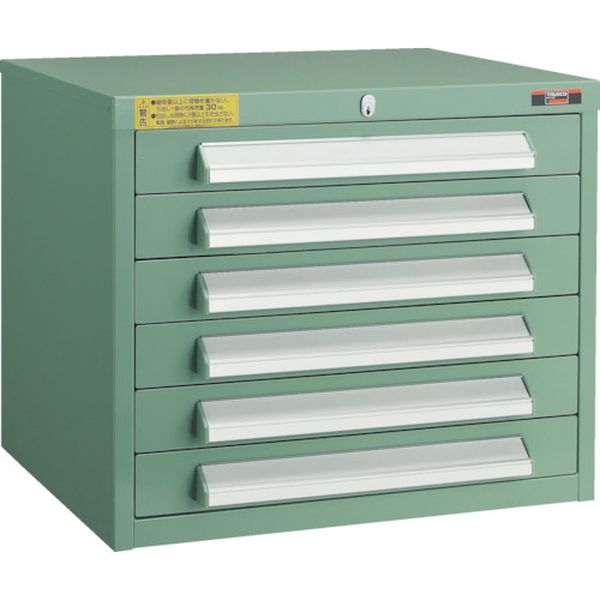 【メーカー在庫あり】 WLVR421 トラスコ中山(株) TRUSCO WLVR型キャビネット 500X412XH420 引出6段 緑 ..