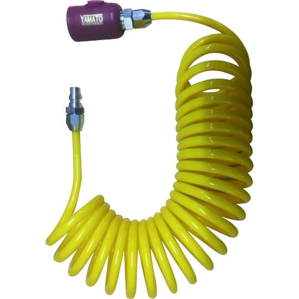 【メーカー在庫あり】 YCU5BT (有)ヤマトエンジニアリング ヤマト スパイラルエアホース(ボタン式カップリング付) YCU-5BT HD店