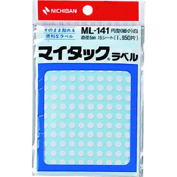 ・ラミネート加工していない再生可能なはく離紙を使用しています。・識別分類に。・ラベルサイズ直径(mm)：5・色：白・面付：130・1パック内：1950・基材：コート紙・粘着剤：アクリル系・剥離紙；ノンポリラミ紙・130片×15シート入り(1，950片入り)・1片：5Φ・円型(細小)、白・生産国 日本・JANコード 4987167041038・質量 18gML-1415楽天 HD店　