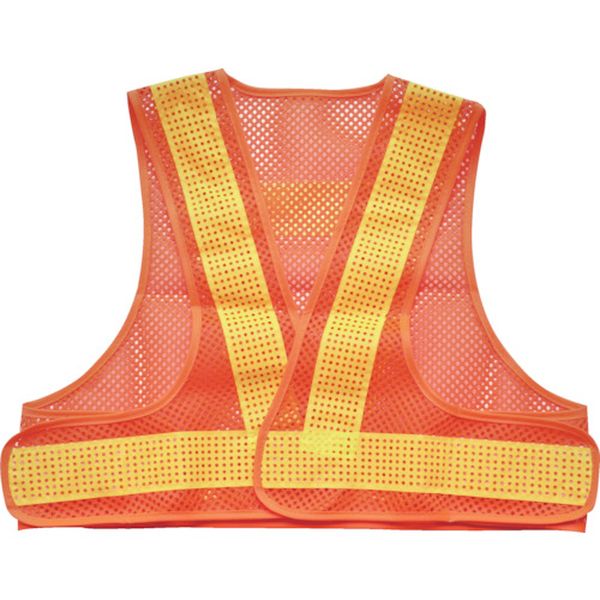 【メーカー在庫あり】 TMVSOY トラスコ中山(株) TRUSCO メッシュ安全ベスト ショート丈 オレンジ＊イエロー 着丈420mm TMVS-OY HD店