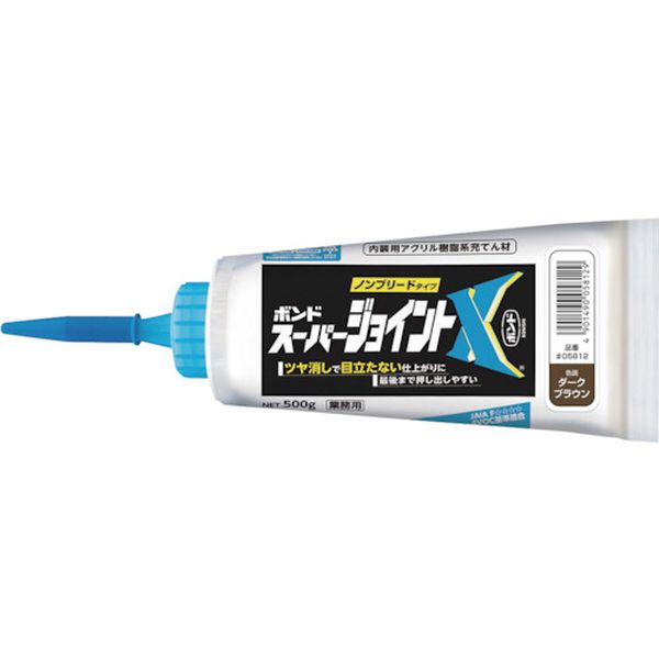・つや消しタイプです。・フィルム容器で押し出し性良好です。・防カビ剤入りです。・ノンブリードタイプです。・日本接着剤工業会 JAIA　F☆☆☆☆ 4VOC基準適合品です。・壁紙のはがれ防止に。・天井・壁面のコーナー部分のコーキングに。・下地のスキマ、凹凸補修に。・色：ダークブラウン・防カビタイプ：防カビ剤入り・容量(g)：500・容量(kg)：0.5・アクリル樹脂系エマルジョン形・生産国 日本・JANコード 4901490058129・質量 500g・コード：337-9509 ・品目：0581205812楽天 HD店　