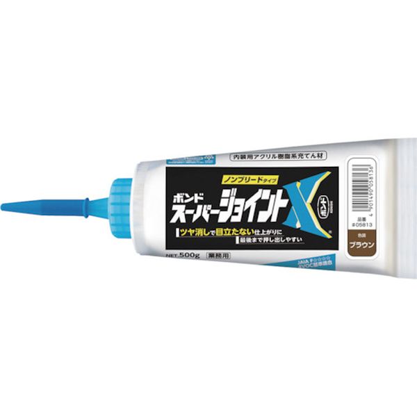 ・つや消しタイプです。・フィルム容器で押し出し性良好です。・防カビ剤入りです。・ノンブリードタイプです。・日本接着剤工業会 JAIA　F☆☆☆☆ 4VOC基準適合品です。・壁紙のはがれ防止に。・天井・壁面のコーナー部分のコーキングに。・下地のスキマ、凹凸補修に。・色：ブラウン・防カビタイプ：防カビ剤入り・容量(g)：500・容量(kg)：0.5・アクリル樹脂系エマルジョン形・生産国 日本・JANコード 4901490058136・質量 500g・コード：337-9514 ・品目：0581305813楽天 HD店