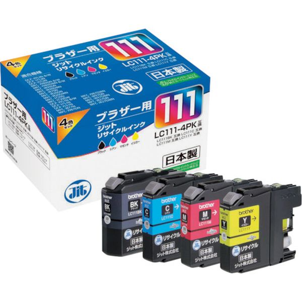【メーカー在庫あり】 JITB1114P ブラザー LC111-4PK対応 ジットリサイクルインク 4色入り JIT-B1114P HD店