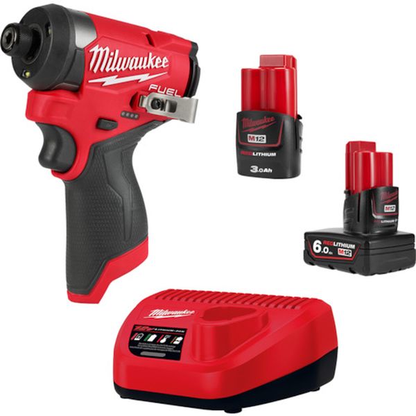 ・M12インパクトドライバー、充電器、電池2個のセット品です。・最大締付トルク(N・m)：170・打撃数(min［［の-1乗］］)：0〜4000・バッテリー電圧(V)：12・無負荷回転数(min［［の-1乗］］)強：0-3600・無負荷回転数(min［［の-1乗］］)中：0-2900・無負荷回転数(min［［の-1乗］］)弱：0-1700・充電時間(分)：(2.0Ahバッテリー充電時)約40・充電器の仕様　型式C12C充電器　入力電圧単相AC100V(50/60Hz)出力電圧12V　充電電流3A　質量460g・バッテリーの仕様　型式M12バッテリー　出力電圧12V・M12 インパクトドライバー×1・M12 3.0Ahバッテリー×1・M12 6.0Ahバッテリー×1・M12充電器×1・ケースあり・充電器とバッテリーは、キット版をお買い上げの場合に付属します。キット版でない場合は、別途お買い求めください。・充電時間は目安です。バッテリーの状態や周囲温度によって、充電時間は長くなることがあります。・生産国 中国・JANコード 4573582680589・質量 5kg・コード：521-4425 ・品目：M12FID2632XJPM12楽天 HD店　