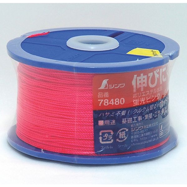 【メーカー在庫あり】 シンワ測定(株) シンワ ポリエステル水糸 リール巻蛍光ピンク 太 0.8mm 270m 78480 HD店