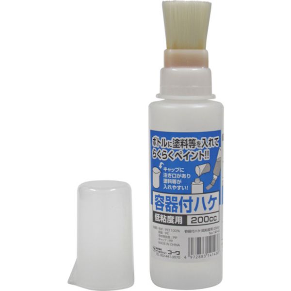 ・容器に塗料や接着剤を入れて、そのまま塗れる刷毛です。・塗装、塗付、補修作業、タッチアップ。・刷毛幅(mm)：30・全長(mm)：185・タイプ：万能用・容量(cc)：200・容器付ハケ・毛材：PET100％・容器：PE・毛材保持部：PP・生産国 中国・JANコード 4972883141438・質量 53g・コード：168-5337 ・品目：1414314143楽天 HD店