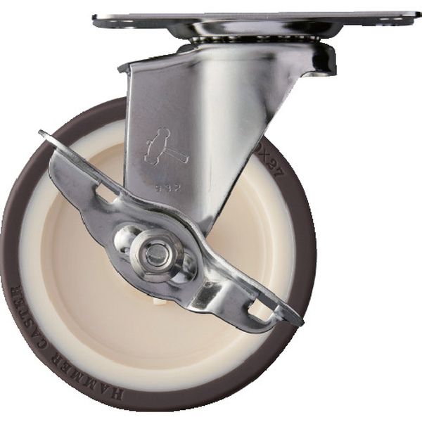 【メーカー在庫あり】 315EUR100 ステンレス製プレート式キャスター ステンレスキャスター 自在SP付 車輪径100mm ウレタン車 315E-UR100 HD店