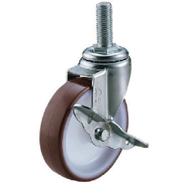 【メーカー在庫あり】 ねじ込み式 自在 キャスター ウレタン 車輪径100mm ストッパー付 ST-DS型 ネジ寸法M12×35ピッチ1.75 ST-100UHFDS-M12-35 HD店