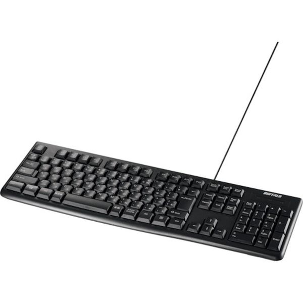 ・カーブデザインを採用した疲れにくいキーボードです。・スタンダードで癖のないJIS配列モデルです。・使いやすいキーピッチ19mmです。・角度調整スタンドを搭載しています。・まさかの時の排水機能付きです。・ケーブル長(m)：1.5・幅(mm)：180・奥行(mm)：465・高さ(mm)：37・インターフェース：USB・色：ブラック・コード長さ(mm)：1500・コネクタ形状：USB・対応OS：Windows10/8.1/7・キーピッチ(mm)：19・キー数：102・キー方式：日本語配列108キー・適合OS：Windows10/8.1/7・生産国 中国・JANコード 4950190371922・質量 520g・コード：417-2262 ・品目：BSKBU100BKBSKBU100BK楽天 HD店