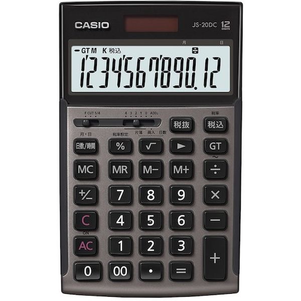 ・優れた早打ち対応設計、操作性、視認性など、ひとクラス上の性能が業務を強力にサポートします。・経理財務等・桁数：12・縦(mm)：174.5・横(mm)：107・厚さ(mm)：24.2・色：グレージュブラウン・日数・時間計算機能・税計算機能・傾斜表示・大型ストッパー・5年間保証・グリーン購入法適合商品・エコマーク商品(認定番号：06135002)・ソーラー＋ボタン電池(CR2025)×1個使用・生産国 フィリピン・JANコード 4549526614064・質量 210g・コード：543-1005 ・品目：JS20DCGBNJS-20DC-GB-N楽天 HD店
