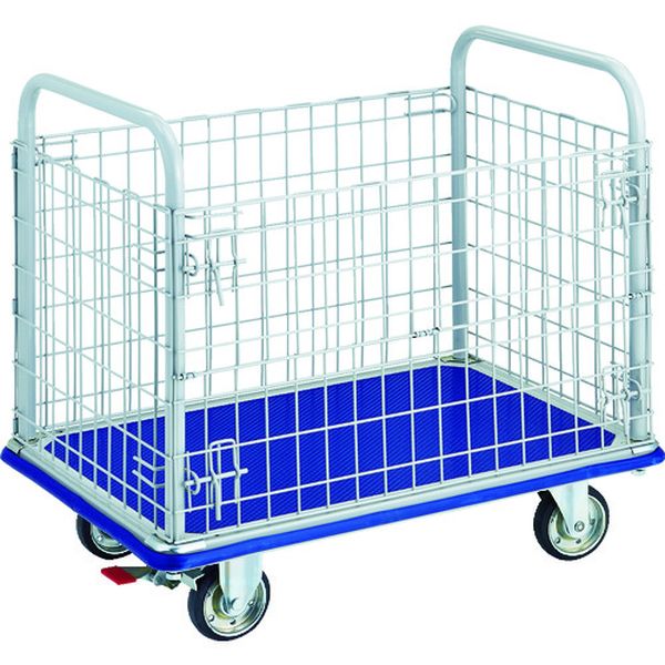 【メーカー在庫あり】 トラスコ中山(株) TRUSCO プレス製台車 ドンキーカート 金網付 915×615 ストッパー付 307NS HD店(4)