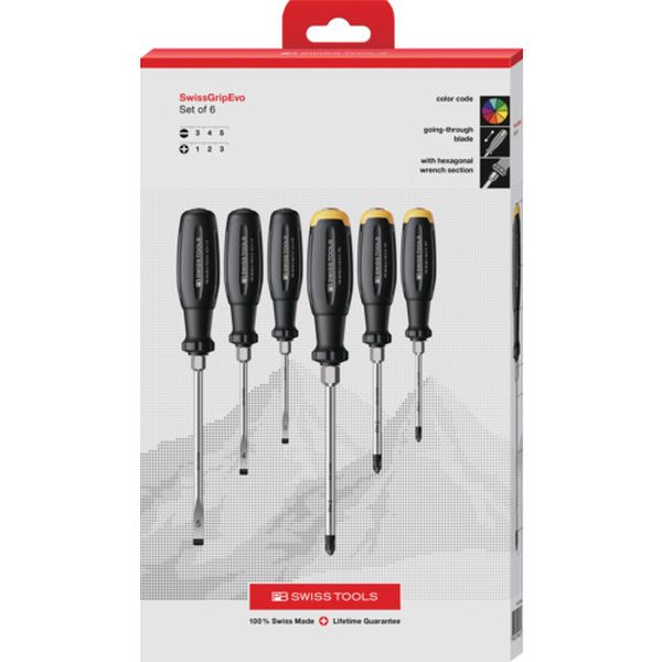 【メーカー在庫あり】 38249.DCBB スイスグリップエボ 貫通ドライバーセット6本セット(BOX入り) 38249-D CBB HD店