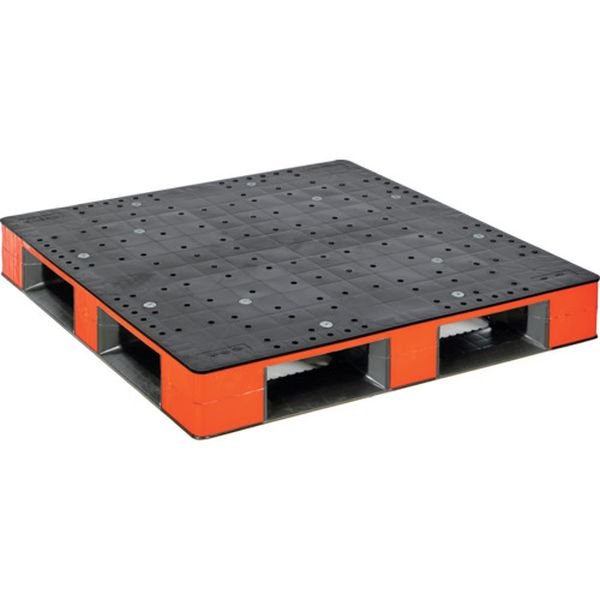 【メーカー在庫あり】 差込口が見やすいパレット 1100x1100x150(片面四方差し サイドカラーオレンジ) THB-D4-1111SC-BKOR HD店