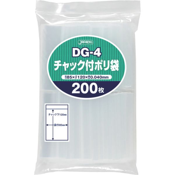 ・小物の小分けから整理保管など、用途に合わせて使い方いろいろです。・タテのサイズはチャック下のサイズです。・小物の整理整頓に・色：透明・縦(mm)：120・横(mm)：85・厚さ(mm)：0.04・食品衛生法適合(ポジティブリスト適合)・低密度ポリエチレン(LDPE)・複数の国で製造しているため他の製造国が届く場合もございます。・生産国 フィリピン・JANコード 4521684310071・質量 213g・コード：453-0524 ・品目：DG4DG-4楽天 HD店