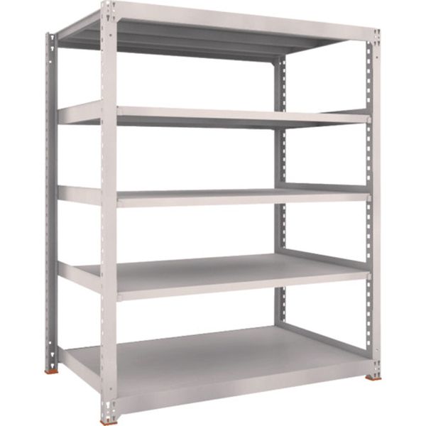 【メーカー在庫あり】 スチールラック M5型中量棚 1500×571×H1200 5段 単体 免震樹脂ベース付 ネオグレ..