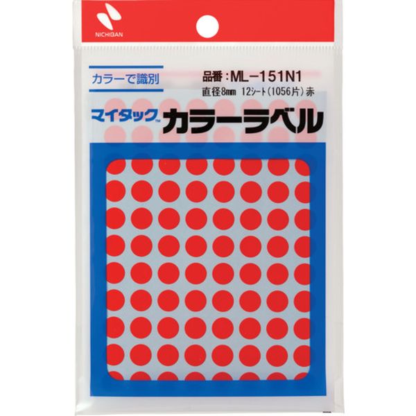 【メーカー在庫あり】 ML151N1 ニチバン(株) ニチバン マイタックラベル(カラーラベル)赤 丸8mm ML-151..