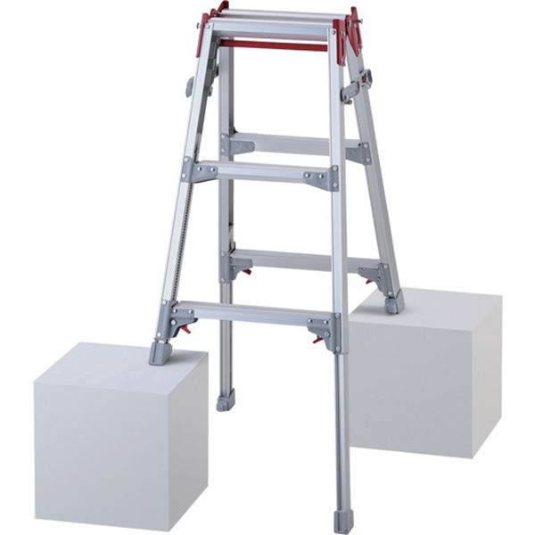 Stepladders - 【メーカー在庫あり】 RYZ09D 長谷川工業(株) ハセガワ 脚部伸縮式アルミはしご兼用脚立 ワンタッチバー RYZ型 3段(10885) RYZ-09D HD店