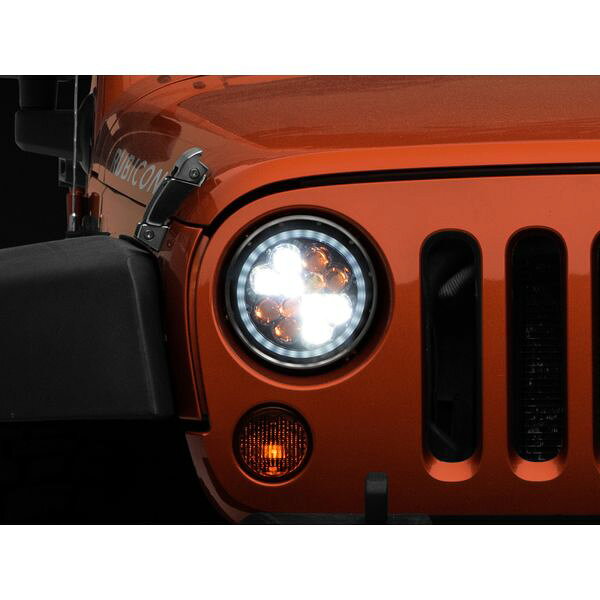 【USA在庫あり】 Raxiom 97年-18年 Jeep ラングラー TJ/JK Axial Spider LED ヘッドライト w/ Amber DRL- Chrome Hsng (Clear Lens) raxJ108047 HD店