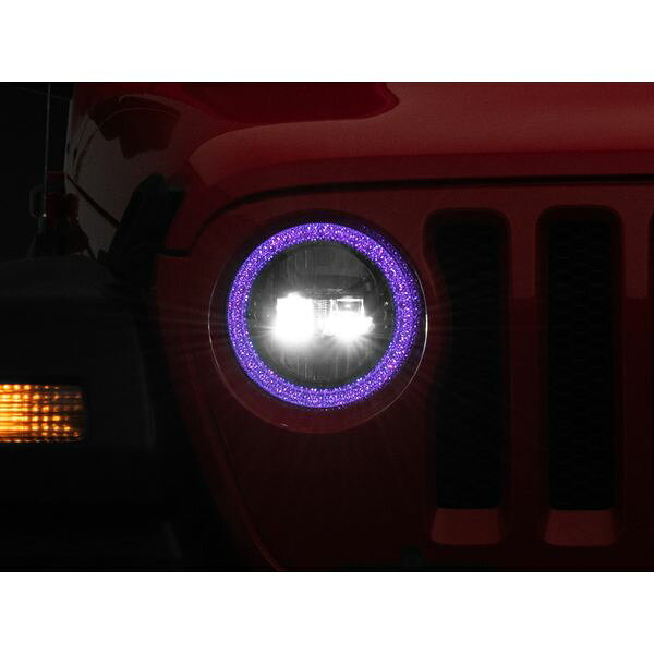  Raxiom 18-22 Jeep ラングラー JL/JT Axial 9-Inch LED Headlights w/RGB Halo- Blk Housing (Clear Lens) raxJ142668 HD店