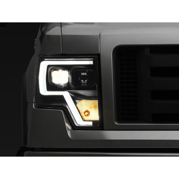  Raxiom 09年-14年 F-150 Projector ヘッドライト w/ LED Accent- ブラック Housing (クリア Lens) raxT542845 HD店