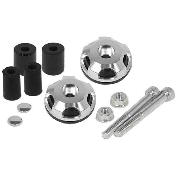 SP武川 2ピースハンドルバーエンド 汎用 黒/シルバー 06-01-0378 JP店