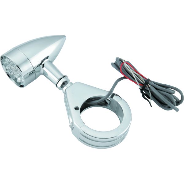  Bikers Choice Chrome Mini LED Turn Signals W/ 41 MM Clamp Universal Custom Pr bkc482422 JP店