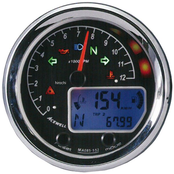 エースウェル ACEWELL 多機能デジタルメーター 12000rpm MA085-552 JP店
