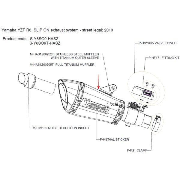 401 cc 〜750 cc  - アクラポビッチ AKRAPOVIC リペアサイレンサー ASZ-TYPE E1仕様 10年 YZF-R6 チタン M-HAS1Z00202T JP店