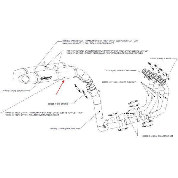アクラポビッチ AKRAPOVIC リペアサイレンサー 右側 04年-06年 YZF-R1 カーボン M-Y10R6-DTCR JP店