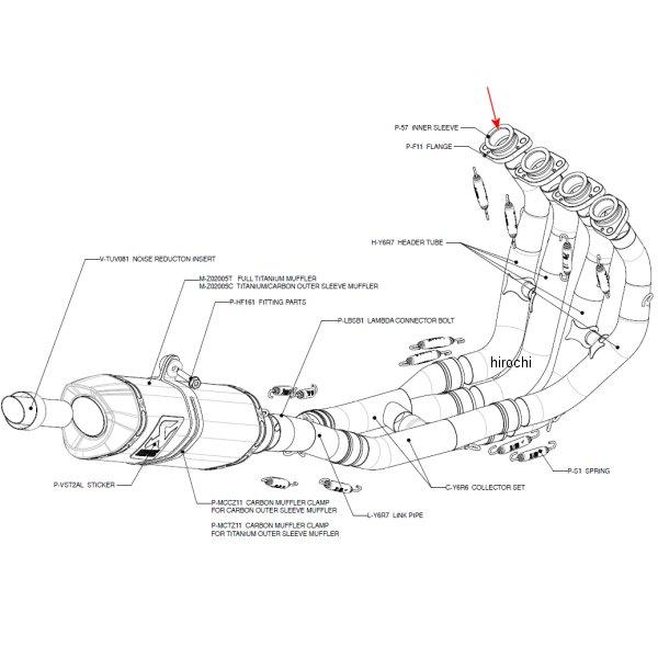 HONDA - アクラポビッチ AKRAPOVIC フランジインナースリーブ 06年-07年 YZF-R6 P-57 JP店