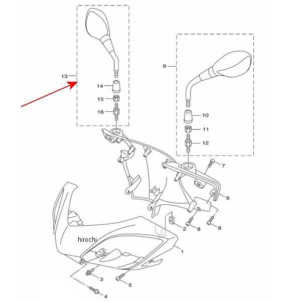 【メーカー在庫あり】 ヤマハ純正 バックミラー アセンブリ(ライト) 5ML-F6290-20 JP店