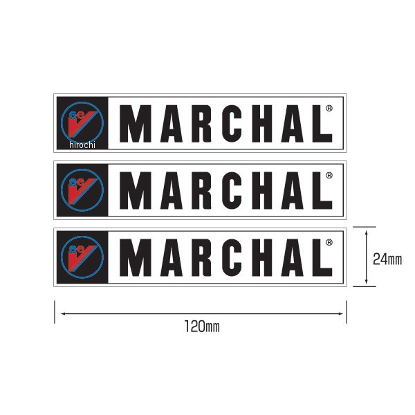 【メーカー在庫あり】 マーシャル MARCHAL ステッカー ロゴ 幅120mmx高さ24mm 白 小 3枚入り 800-7029 JP店