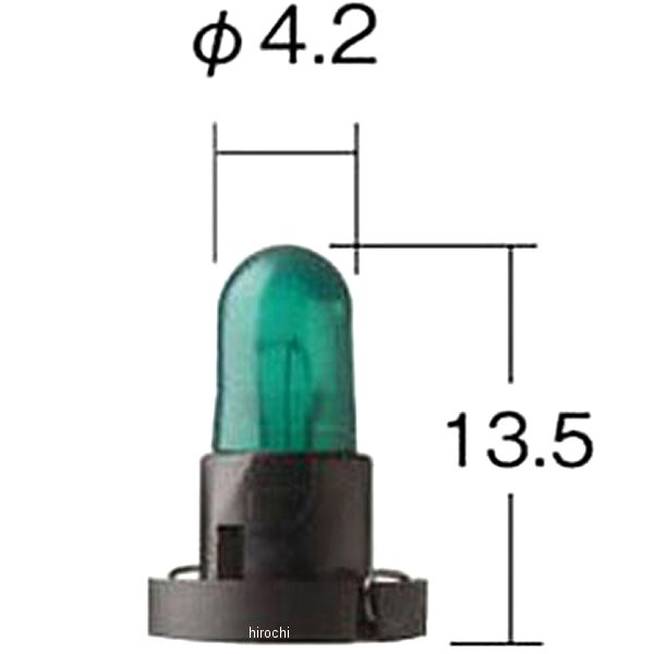 小糸製作所 白熱バルブ T4.2 14V80mA ウェッジ 緑 ソケットカラー黒 10個入り E1535 JP店