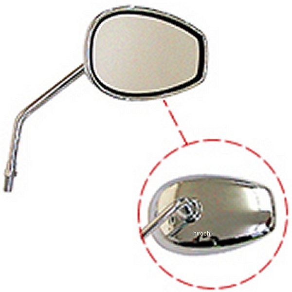 【メーカー在庫あり】 ミラックス MIRAX 楕円ミラー 正ネジ10mm 右側 メッキ MIRAX08 JP店