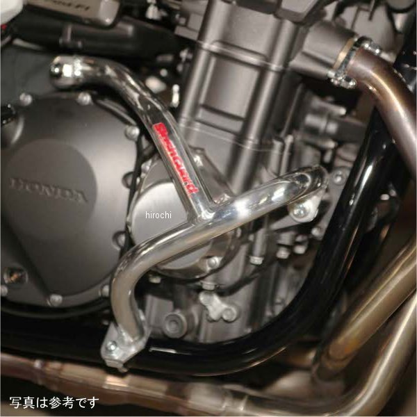 ゴールドメダル GOLD MEDAL スラッシュガード14年-17年 ホンダ CB1300スーパーフォア ABS10年-13年 ホンダ CB1300スーパーツーリング14年-17年 ホンダ CB1300スーパーボルドール ABS適合型式:EBL-SC54、BC-SC54カラー:パープル材質:アルミニウム A52Sサブフレーム付き左右セット【特徴】スラッシュガードが、転倒時のダメージからエンジンをガード。エンジンガードにファッション性と機能性をプラスしたものが「スラッシュガード」です。スラッシュガードは転倒時の衝撃を面で受けるのため、ピンポイントのスライダーに比べるとガード力が大幅に向上しています。材質にアルミ52Sを使用しており、軽量でクッション性が高く、フレームへの負担も非常に少ない特徴があります。また、転倒時に鉄製ガードのように火花が飛び散ることもなく、クランクケースとの間に5mm〜10mm衝撃吸収ゴムをはさむため、しっかり衝撃を吸収します。シンプルなデザインでバイク本来のスタイルを壊しません。カラーバリエーションもバフ仕上げを定色に全6色（バフ仕上げ、ブルー、レッド、ゴールド、ブラック、パープル）をラインナップ。バイクのカラーリングとのコーディネイトも可能です。片側だけでも補修アフターパーツとして販売していますので、万が一転倒し、ガードに傷が入っても片側だけ取替えが可能で、コストパフォーマンスに優れます。SGH16B-6楽天 JP店