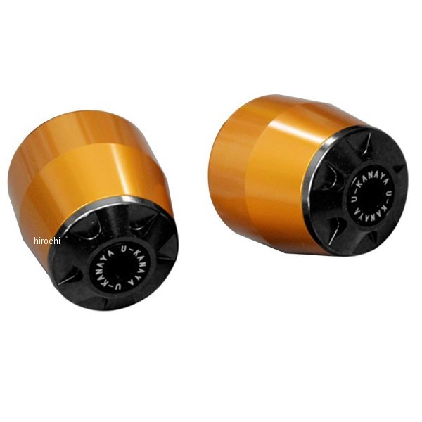 【メーカー在庫あり】 ユーカナヤ U-KANAYA アルミビレット バーエンド φ22ハンドルバー 汎用品 ゴールド/黒 BEGD-BK JP店