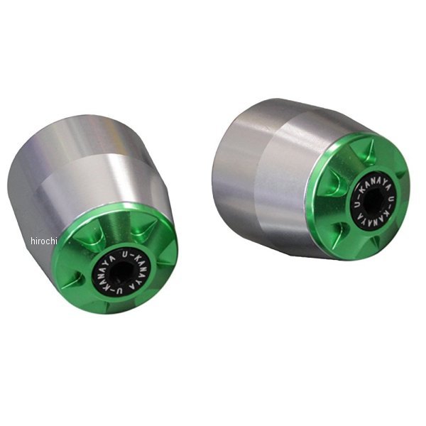 【メーカー在庫あり】 ユーカナヤ U-KANAYA アルミビレット バーエンド CBR400F NC47 シルバー/緑 BESV-HO82-GR JP店