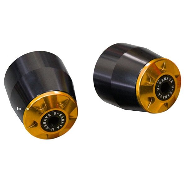 【メーカー在庫あり】 ユーカナヤ U-KANAYA アルミビレット バーエンド 全年式 ゼファー400、ゼファーχ 黒/ゴールド BEBK-KA41-GD JP店