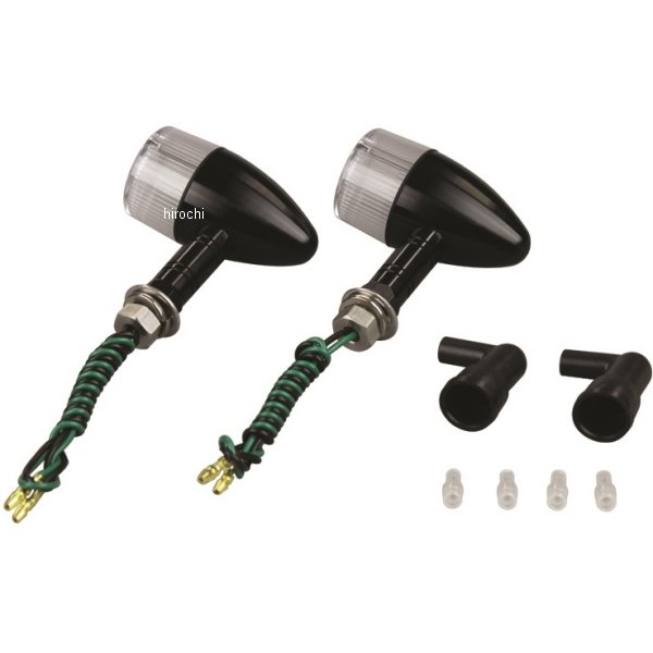 ポッシュ POSH アルミマシンドウインカー 汎用 砲弾タイプ ロングステー シングル球 黒/クリアー 09109..