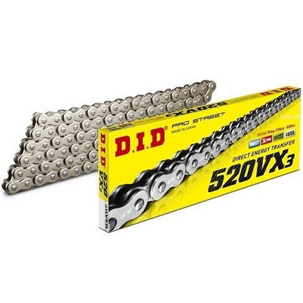 【メーカー在庫あり】 DID 大同工業 チェーン 520VX3 VXシリーズ Xリング シルバー 108L カシメ 4525516324656 JP店