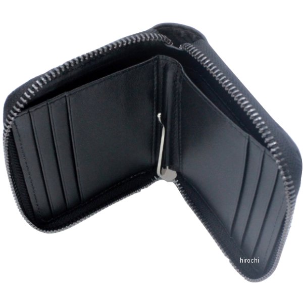 【メーカー在庫あり】 メンズウォレット 本革 コンパクト財布 二つ折り ファスナータイプ カーボン柄 黒 MM50-0432-02 JP店