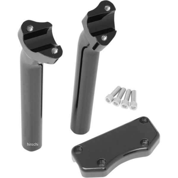 【USA在庫あり】 DRAG 1インチハンドルバー 9.5インチ (241mm)高 ライザー クランプ付き 黒 0602-0595 JP店