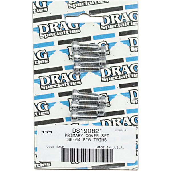 【USA在庫あり】 DRAG ボルトキット プライマリー カバー 36年-64年 EL/FL/FLH クローム/ローレット DS-190821 JP店