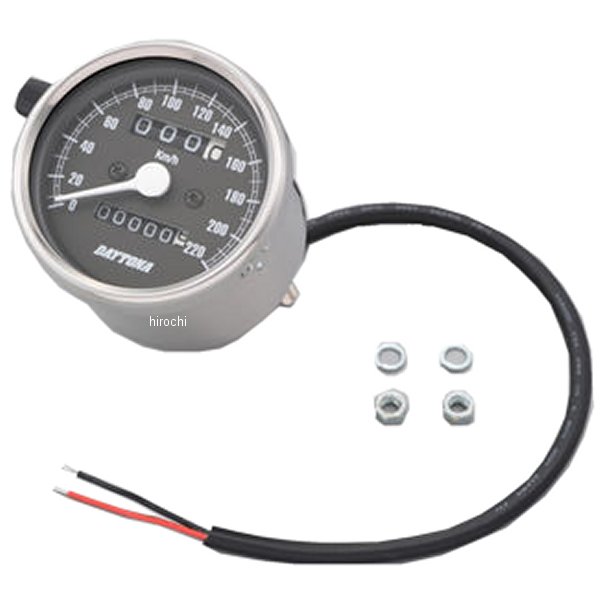 【メーカー在庫あり】 デイトナ 機械式スピードメーター φ60 LED照明 220km シルバー/黒 汎用 15634 JP店