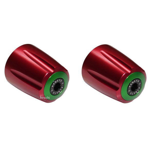 【メーカー在庫あり】 ユーカナヤ U-KANAYA アルミビレットハンドルバーエンド グルーヴタイプ ゼファー750/ゼファー750RS 赤/緑 BEGVRD-KA42-GR JP店